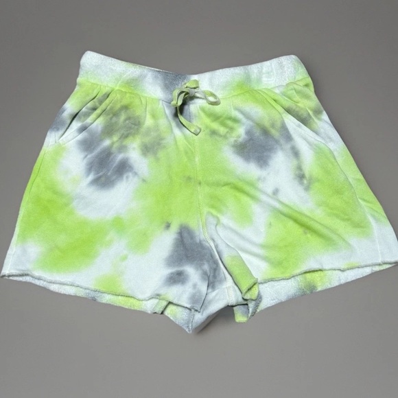 Free People Pants - Free People Kelly Washed Tie Dye Shorts Green Gray White Fleece Lounge Size XS